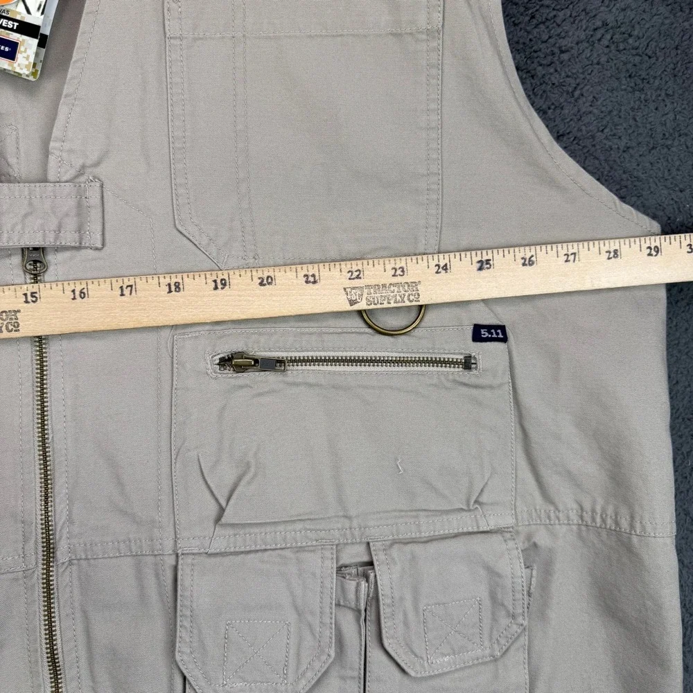 5.11 Tactical Series Men 3XL Khaki Cotton Canvas Multi-Pocket Utility Vest 80001